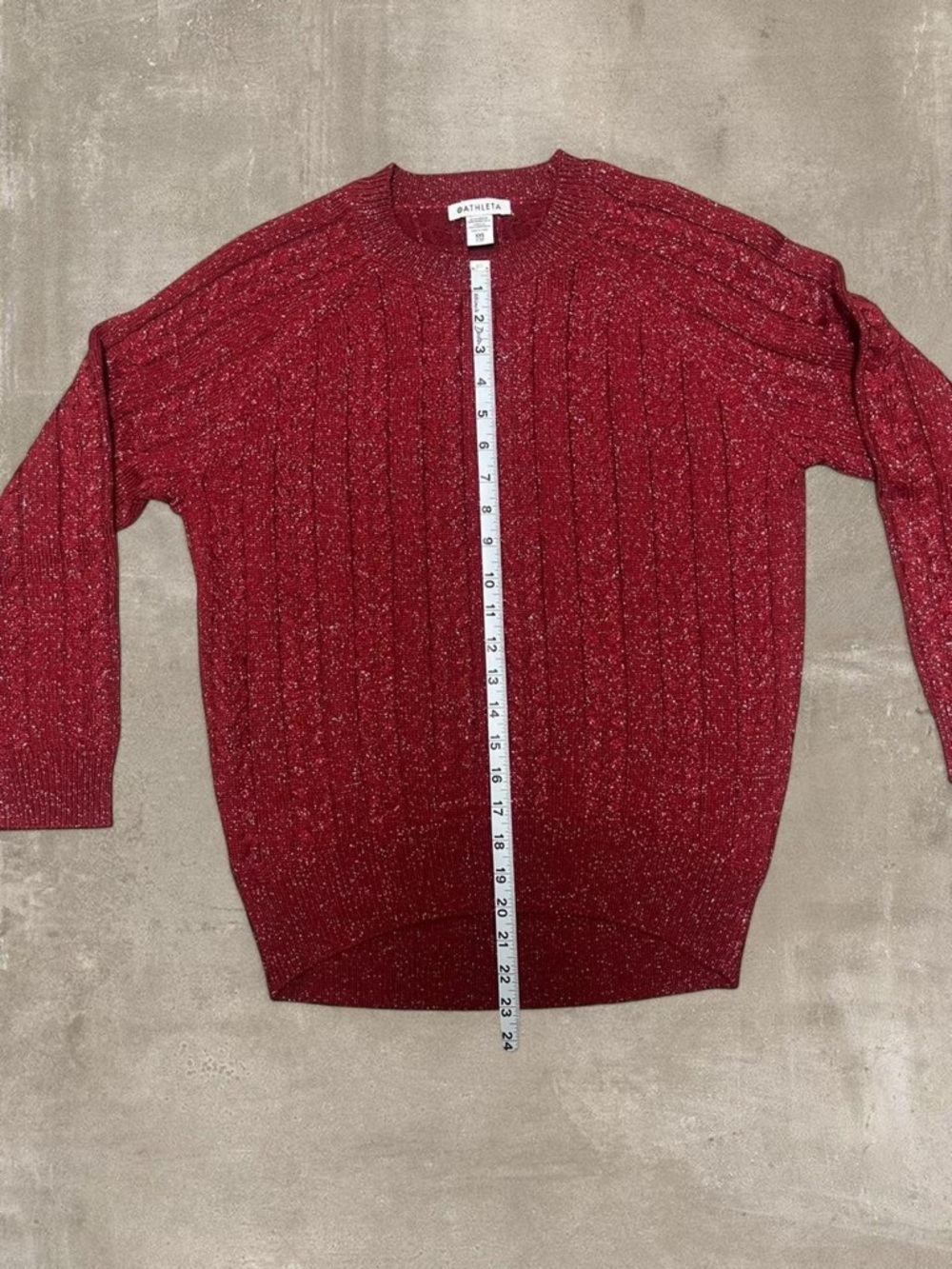 Athleta Red Metallic Knit Sweater XXS Sparkle Crewneck - Picture 5 of 5